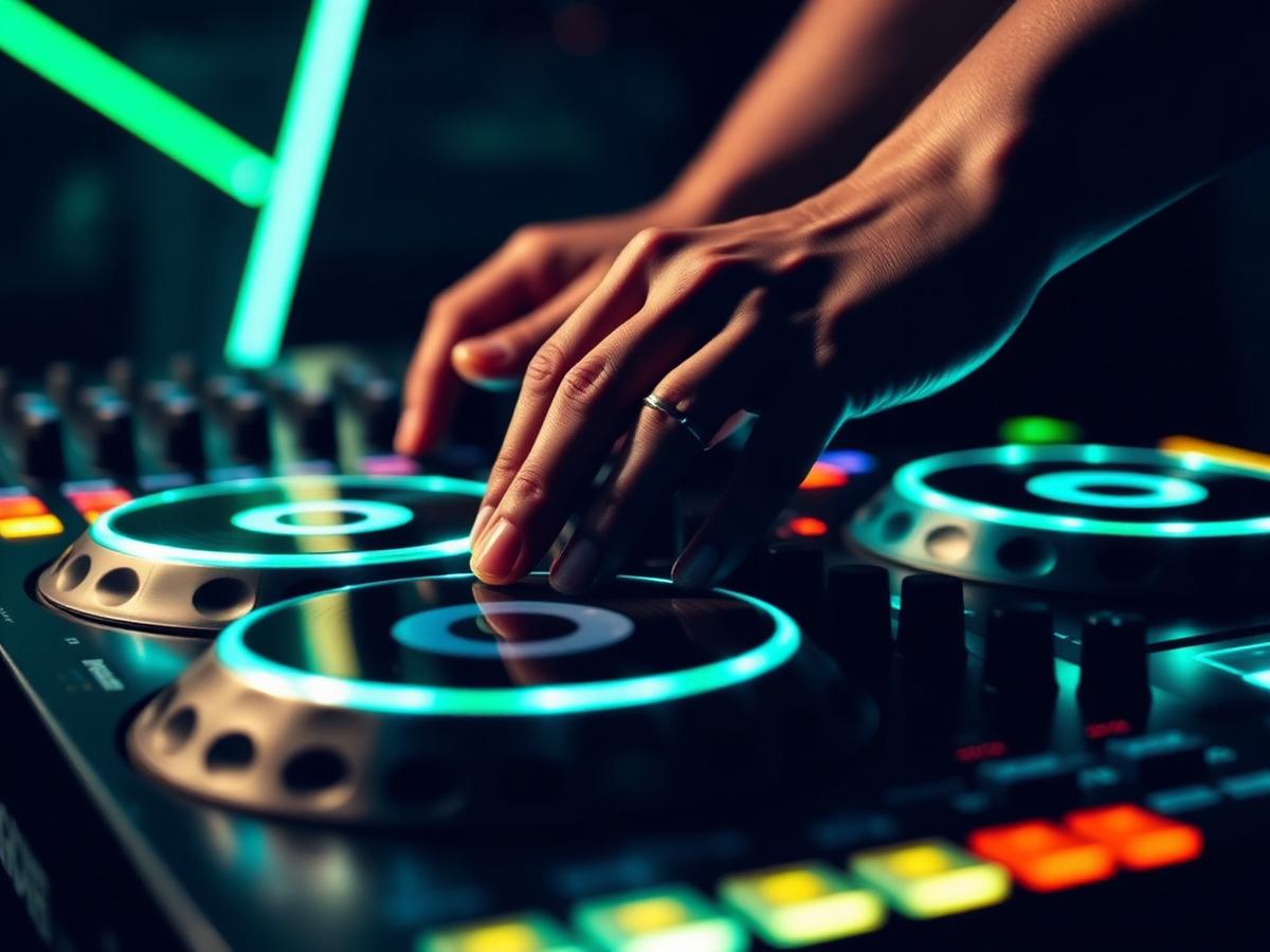 DJ profesional para bares y restaurantes en CDMX — controlador Pioneer iluminado